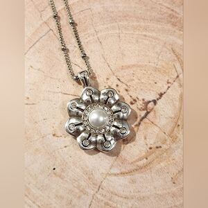 Brighton Greta Elegant Silver Flower Pendant Necklace, Retired